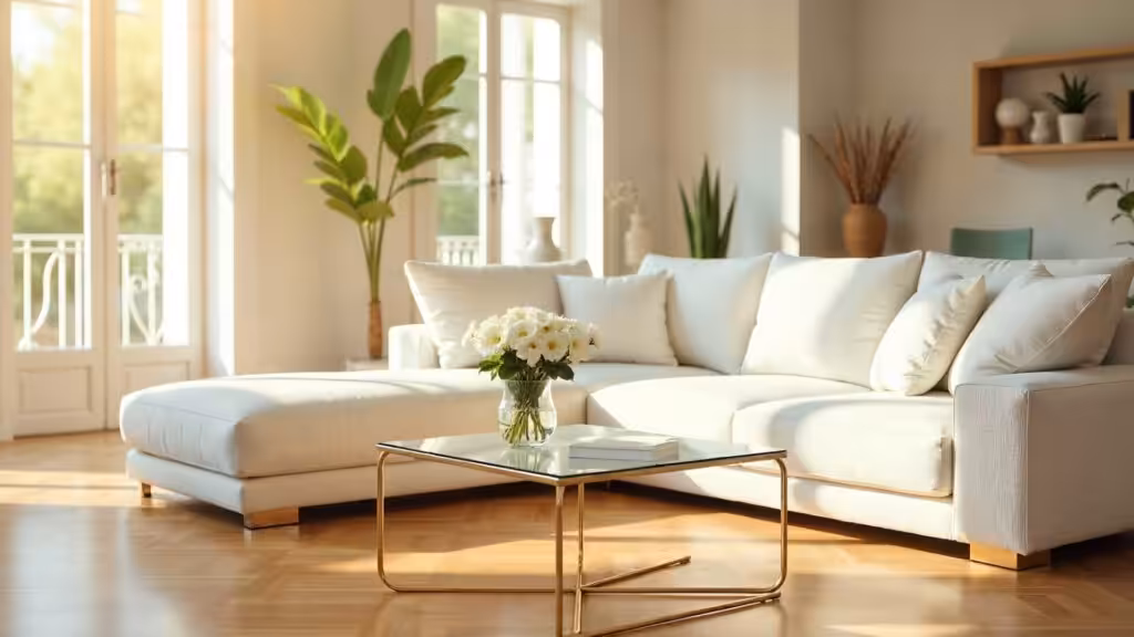 Pristine living room after professional cleaning service