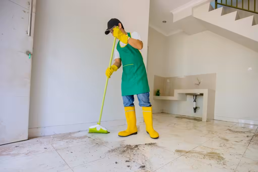 Post-construction cleaning to remove dust and debris
